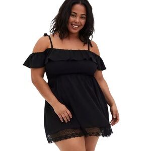 Torrid Black Mini Ruffle Lace Trim Coverup Dress Sz 4X